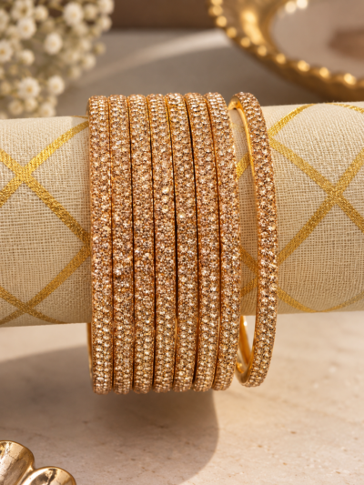 Sitara - Crystal Gold Bangles (Set of 8)